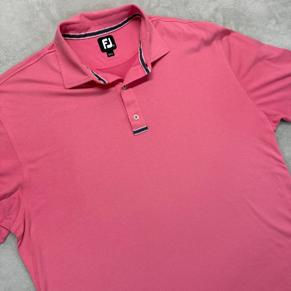 Footjoy FJ Shirt Men's XXL Golf Polo Pink‎ Short Sleeve Button Preppy Breathable